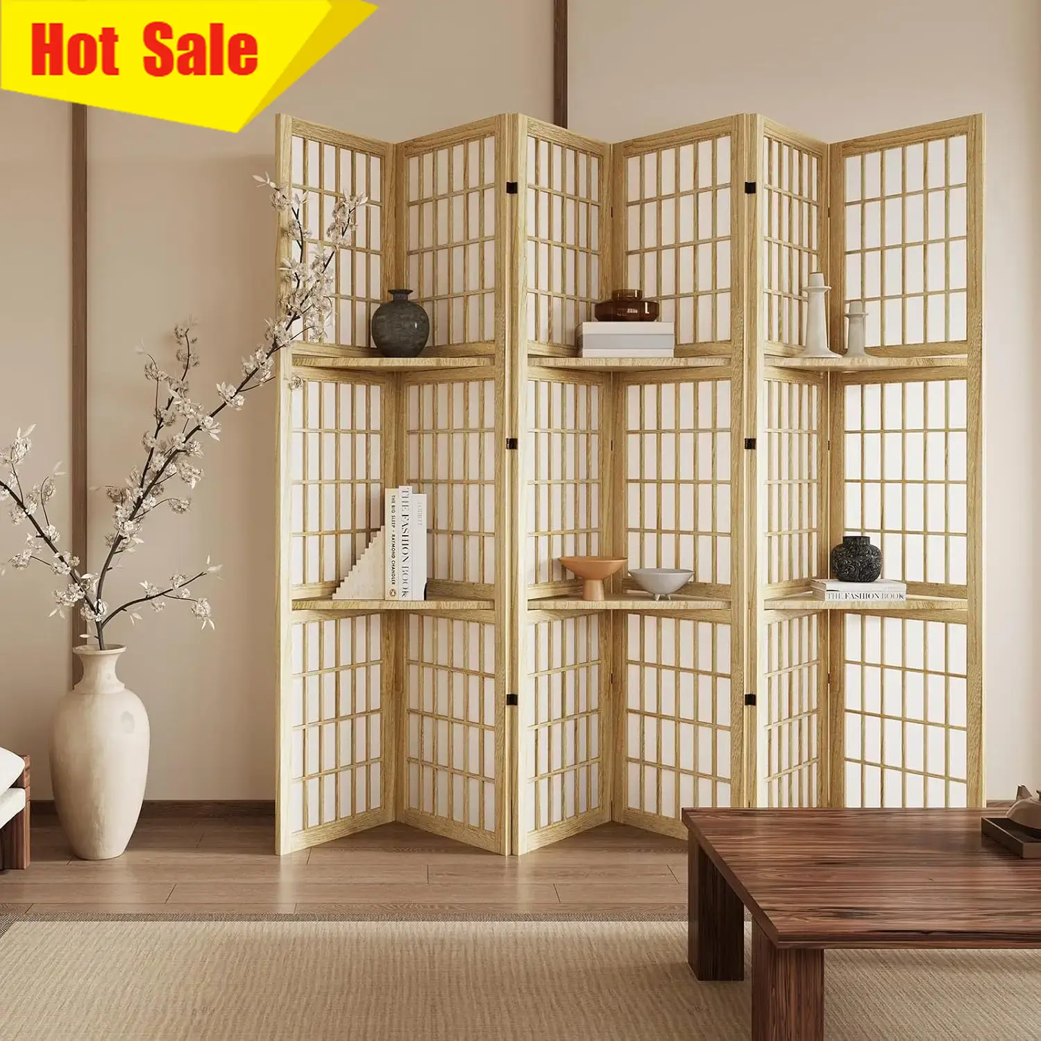 Shoji Screen Divider - Partisi ruangan portabel lipat enam panel
