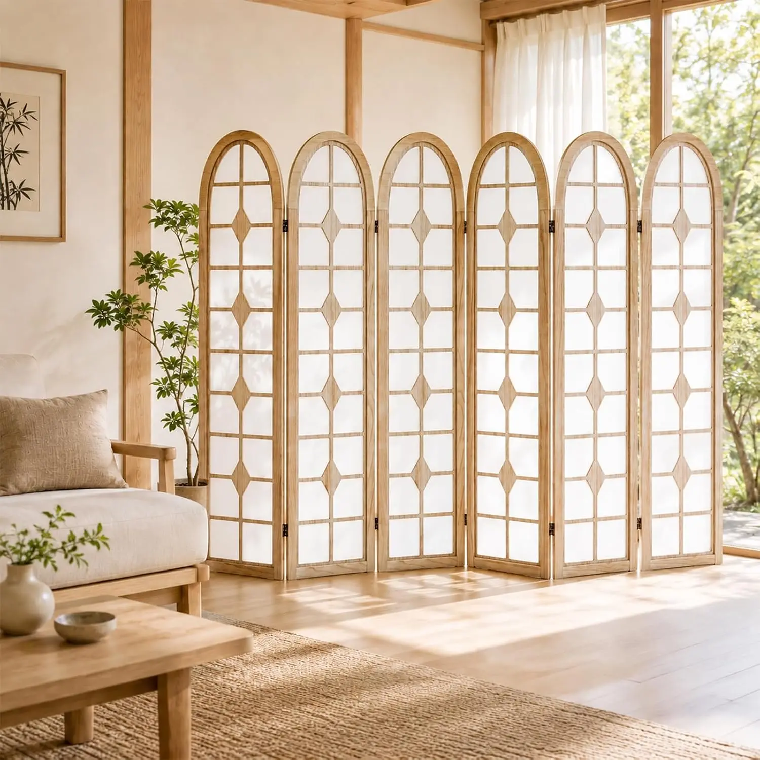 Shoji Screen Divider - Pembatas Ruangan Shoji 6 Panel, Layar