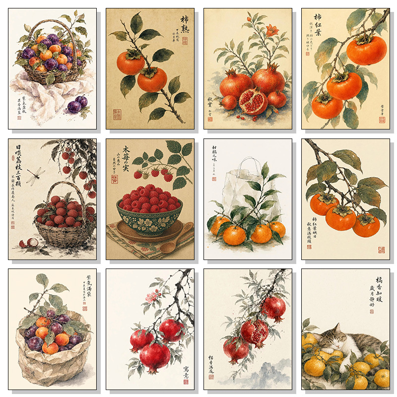 Poster Buah Jepang Cetakan Tin - Japanese Minimalist Lifestyle ulasan dan harga
