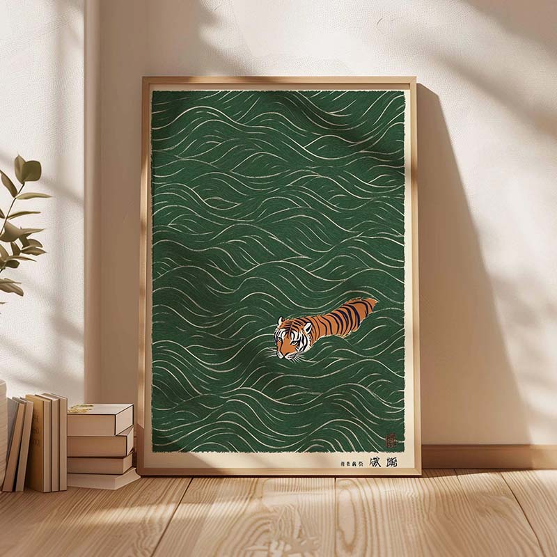 Poster Renang Harimau Jepang L - Japanese Minimalist Lifestyle ulasan dan harga