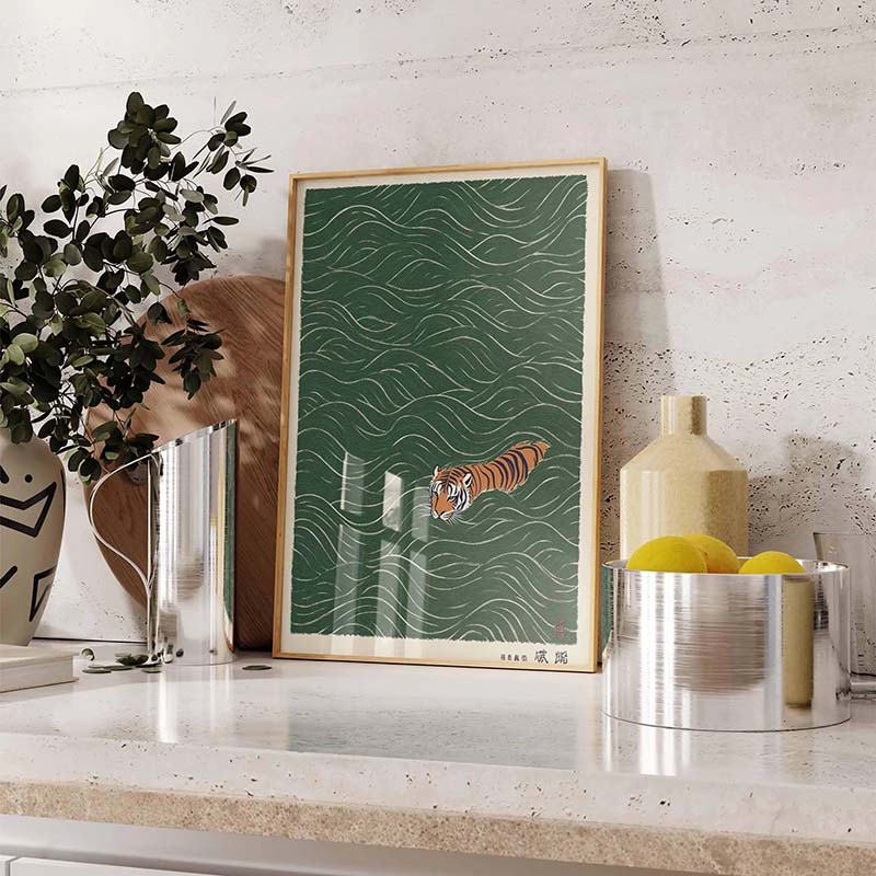 Poster Renang Harimau Jepang L - Japanese Minimalist Lifestyle ulasan dan harga